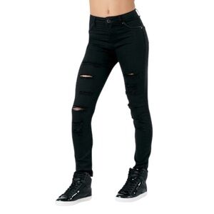 Balera Performance -‎ Black Slashed Skinny Jeans Dance Team Hip Hop- Sz. MA